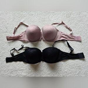 Women's Laura Ashley black & beige bra bundle of 2, size 40 D, NWOT